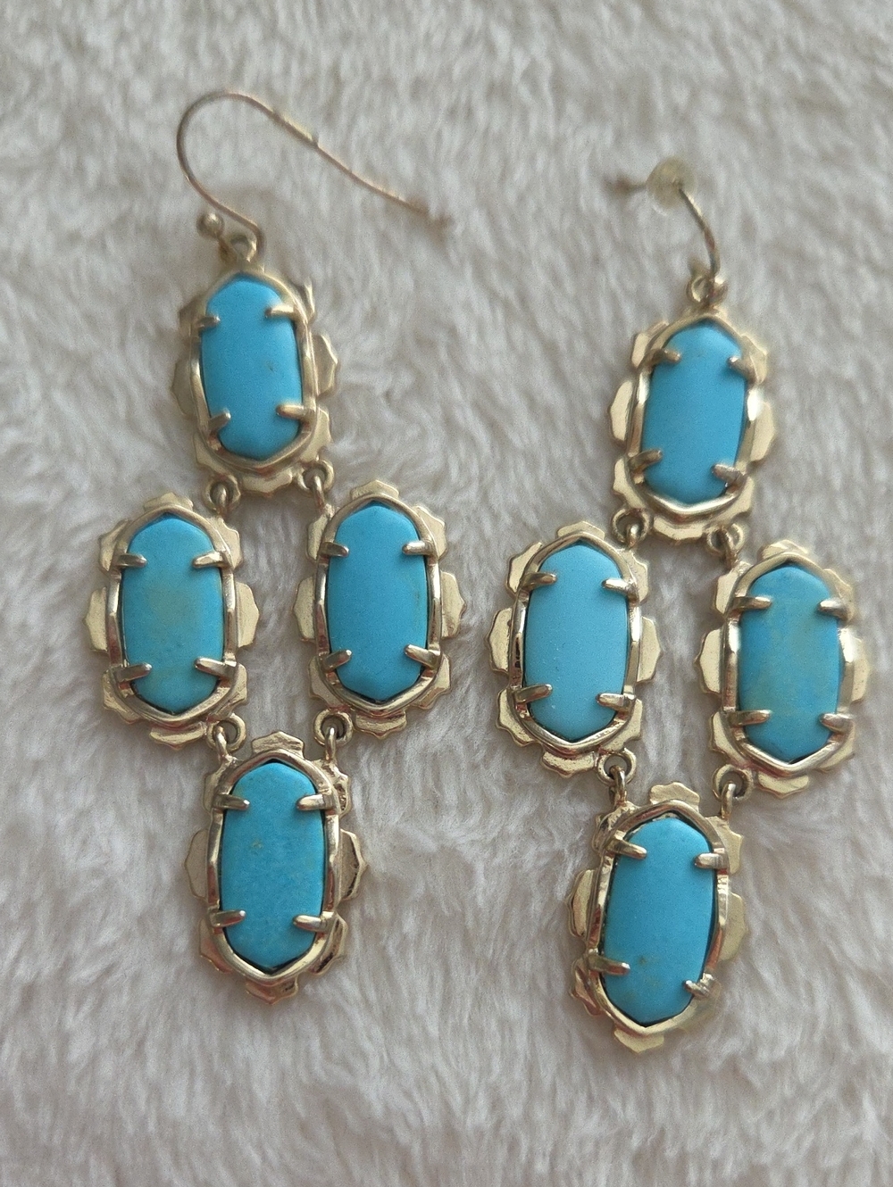 Kendra Scott Turquoise Vintage Rare Statement Chandelier Gold Earrings